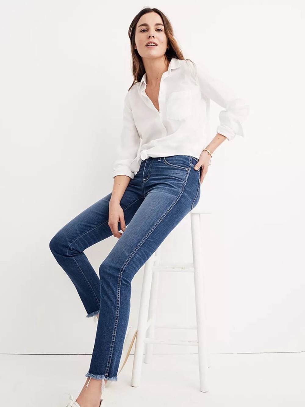 NWT Madewell Slim Straight Raw Hem Jeans